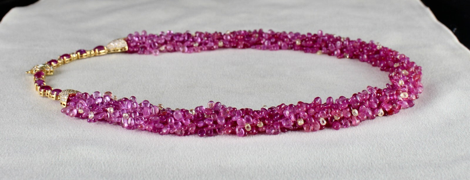 Certified Rare Natural Burmese Ruby 498ct Natural Diamond 18k Gold Necklace