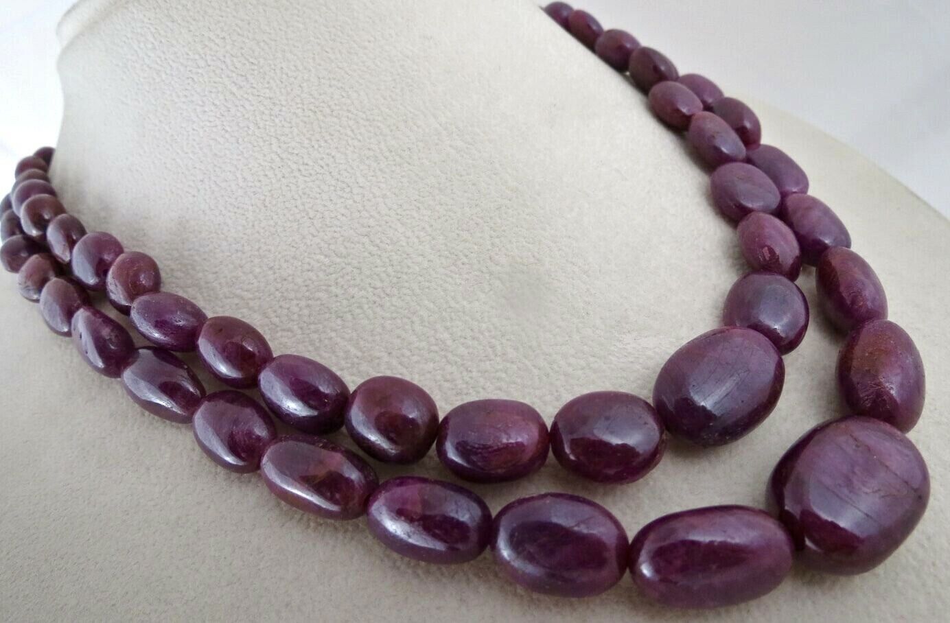  22 MM BIG NATURAL UNTREATED RUBY BEADS CABOCHON 2 L 720 CTS PRECIOUS NECKLACE