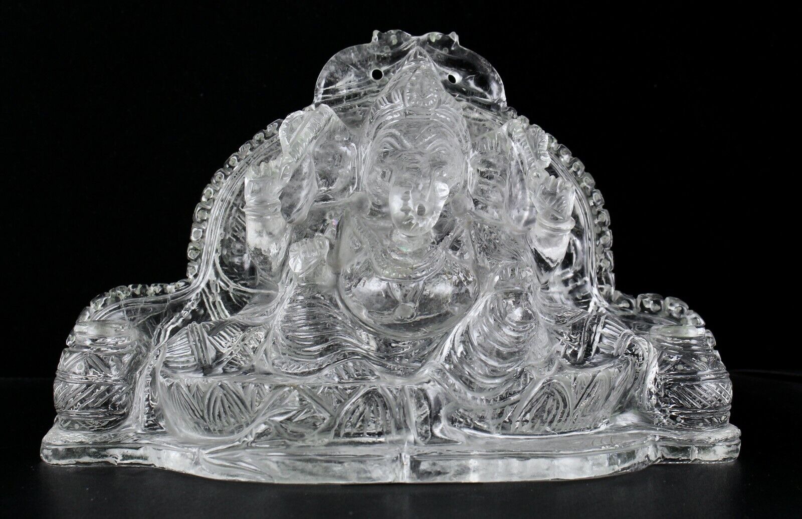 NATURAL ROCK CRYSTAL QUARTZ 12580 CTS 5.75 "INCH LORD GANESHA STATUE HOME DECOR