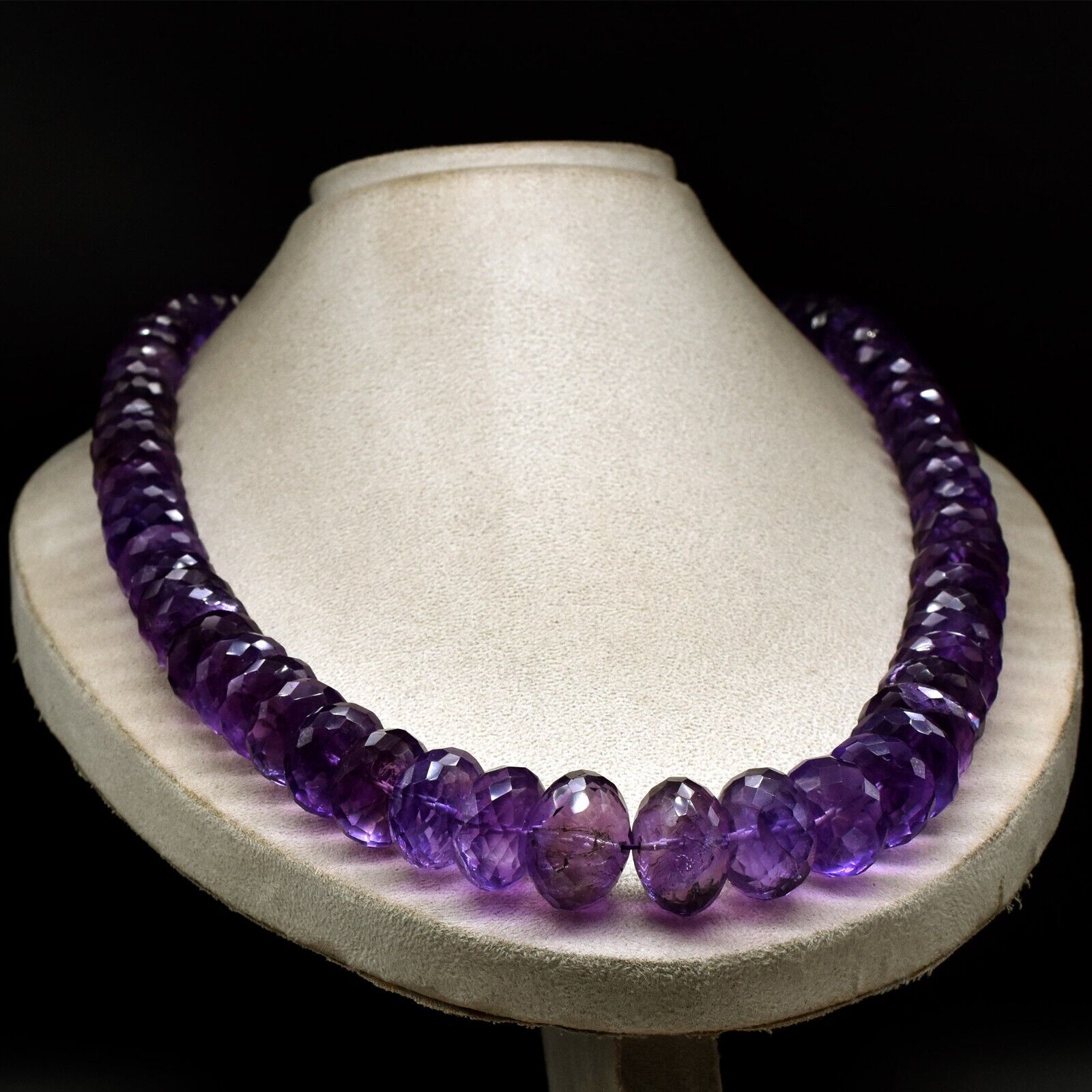 Natural Amethyst Beads Faceted Round 1939 Ct Purple 25mm Big Gemstone Necklace