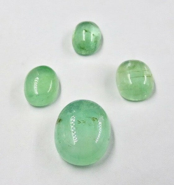 Certified Natural Colombian Emerald Oval Cabochon 4 Pcs 36.28 Ct Gemstone Ring