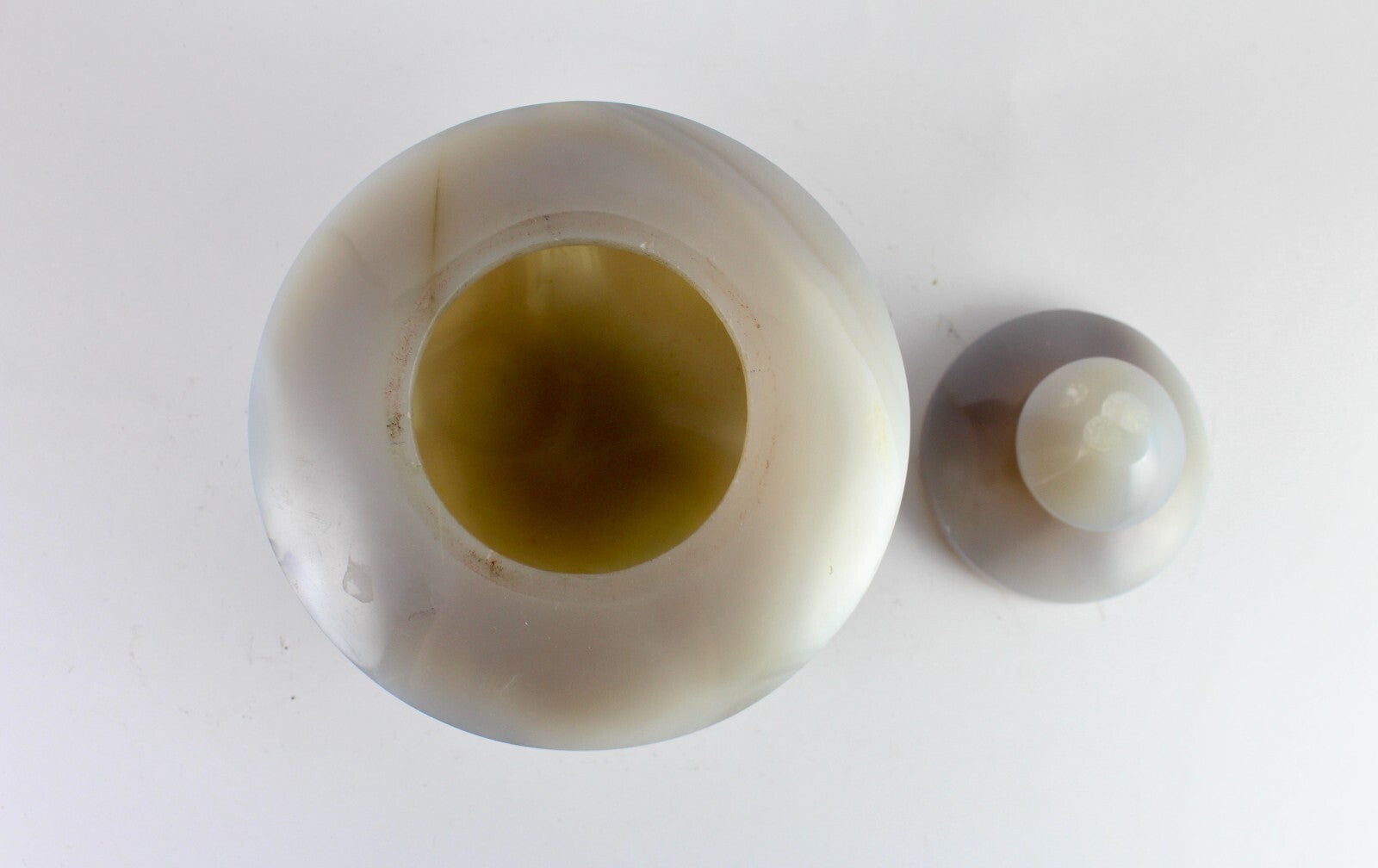 Certified Handcrafted 4.5" Natural Chalcedony 3260ct Carved Pot Home Decor