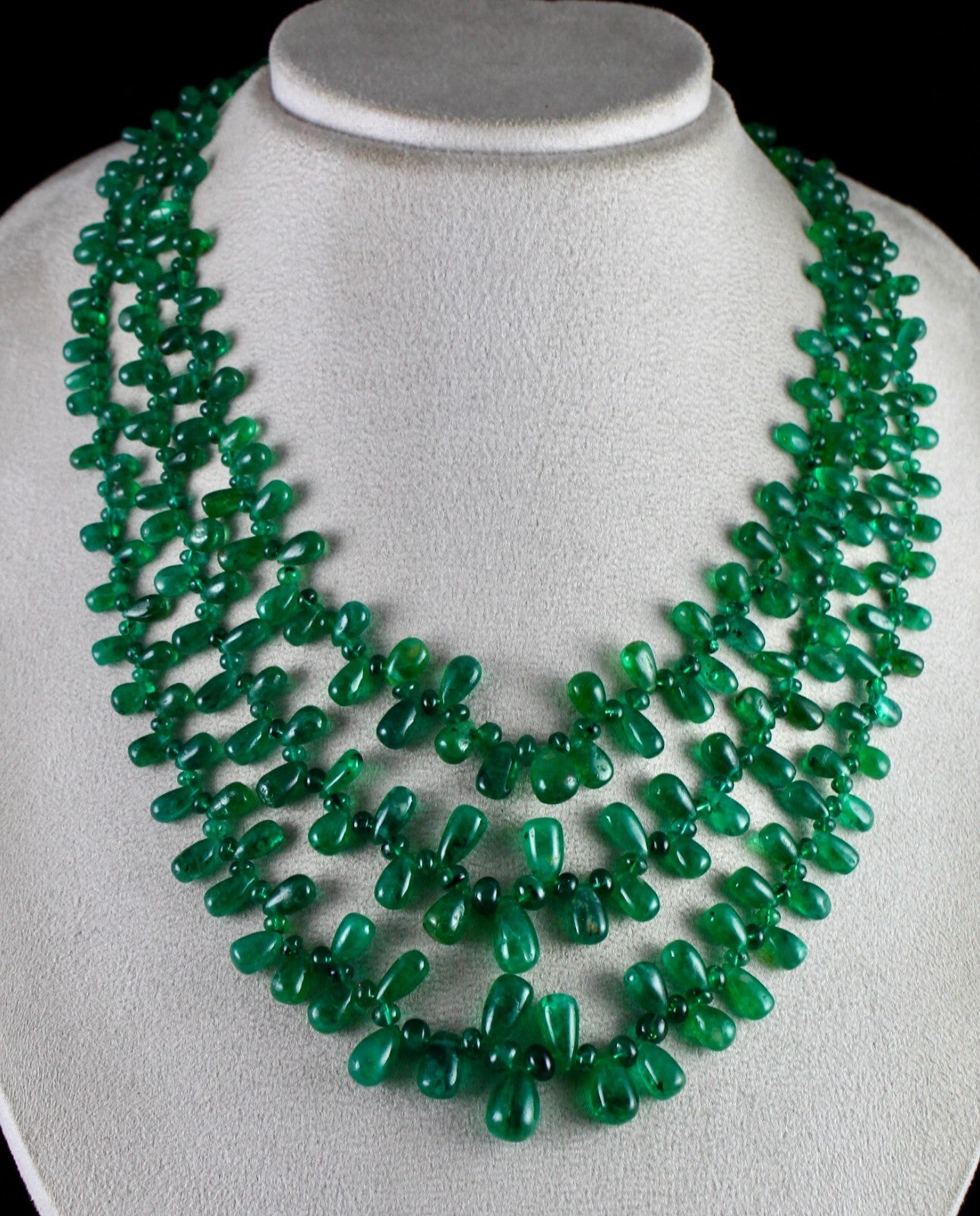 Certified Natural Emerald Diamond 552ct Teardrop Bead Necklace