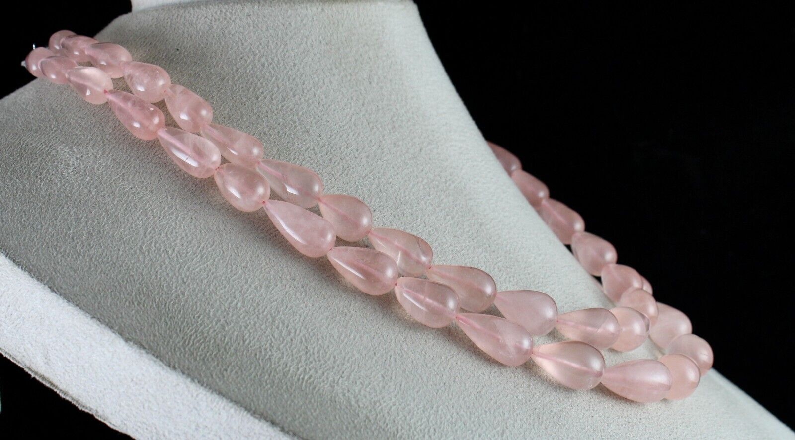 Natural Rose Quartz Beads Drops Cabochon 2 L 649 Ct Gemstone Fashion Necklace