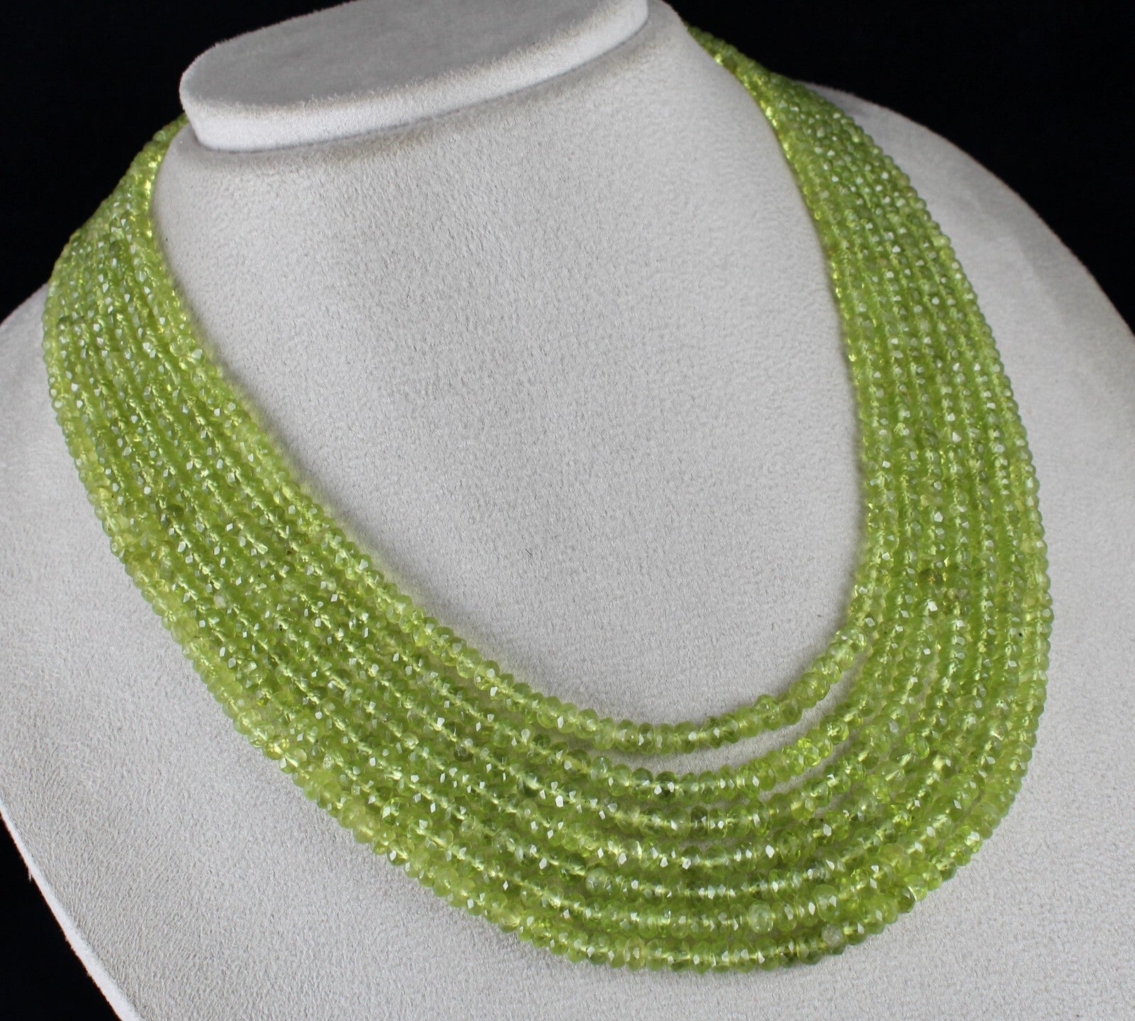 Natural Peridot Beads Faceted Round Necklace 717ct Gemstone For Women
