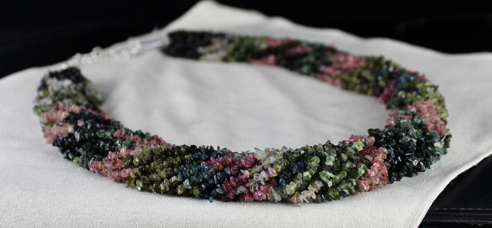 Natural Multi Tourmaline 1438 Ct Beads Sterling Silver Necklace Uncut 20 Line