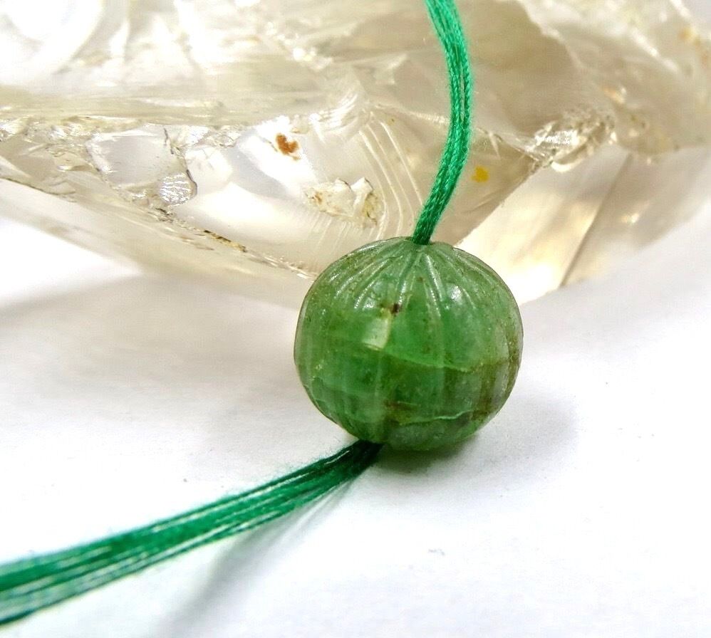 NATURAL OLD MINES EMERALD CARVED BEAD 18 CARATS GEMSTONE FOR DESIGNING 