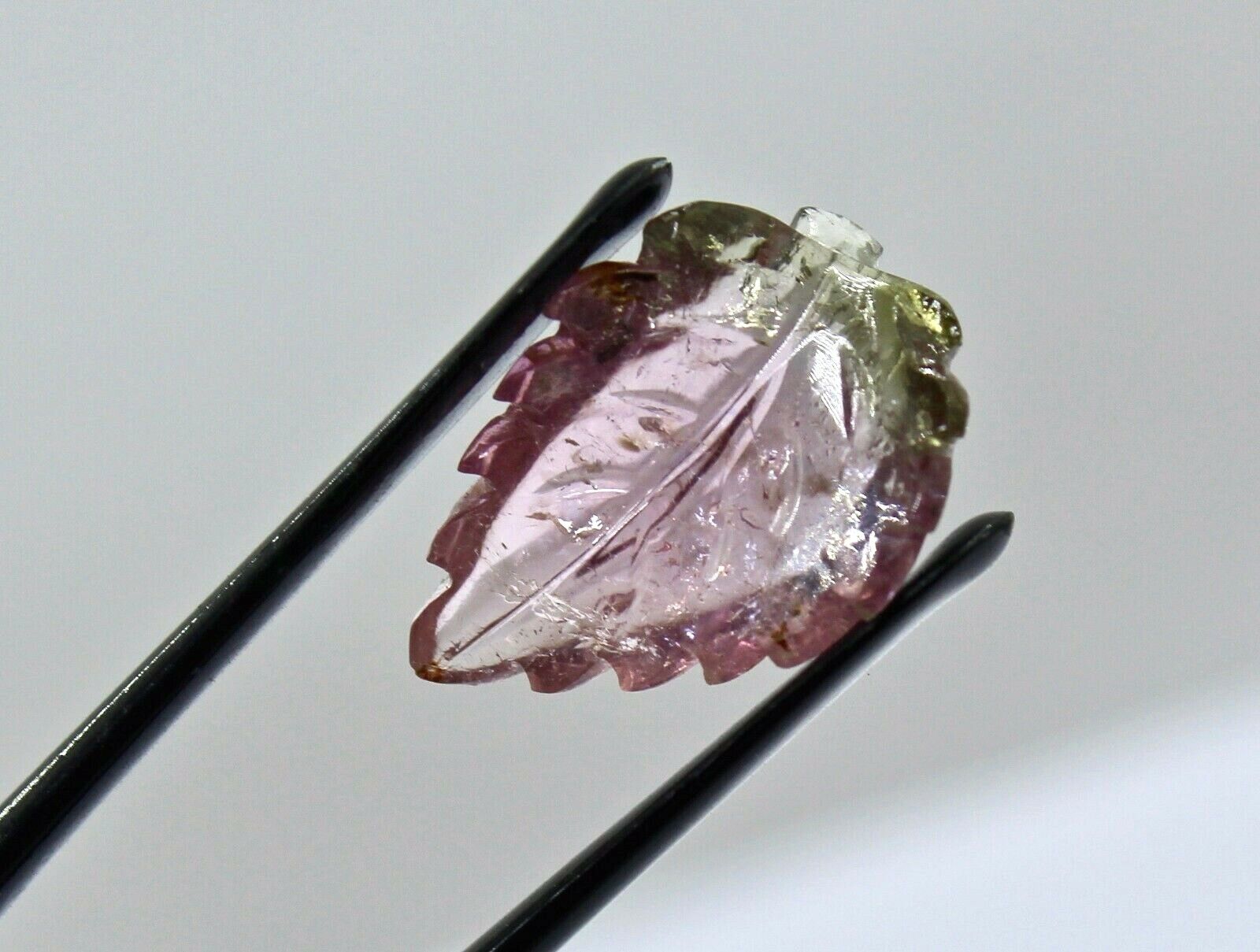 Natural Multi Tourmaline Carved Leaf 8.06 Ct Gemstone For Ring & Pendant