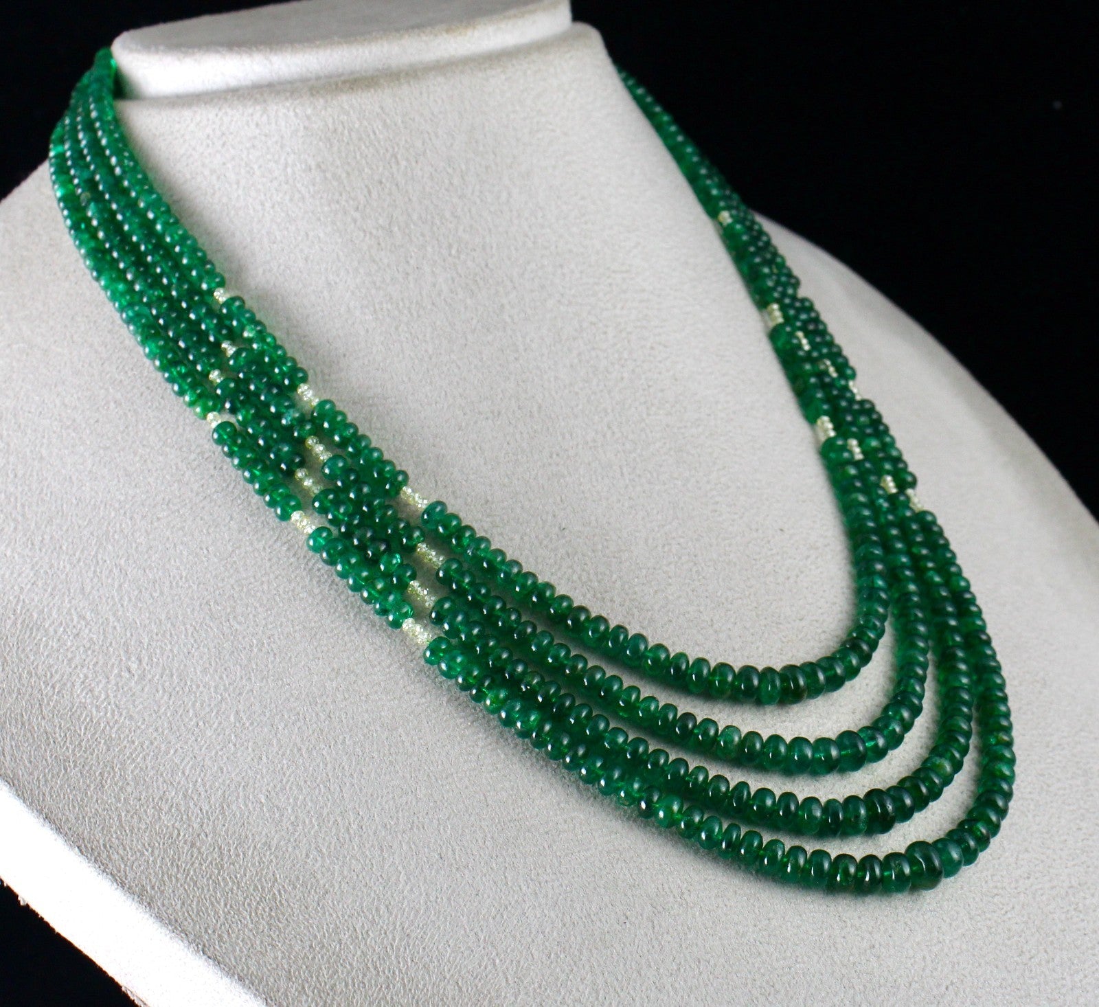 Certified Natural Emerald Diamond Beads Important Necklace 375 Ct Fine Gemstone