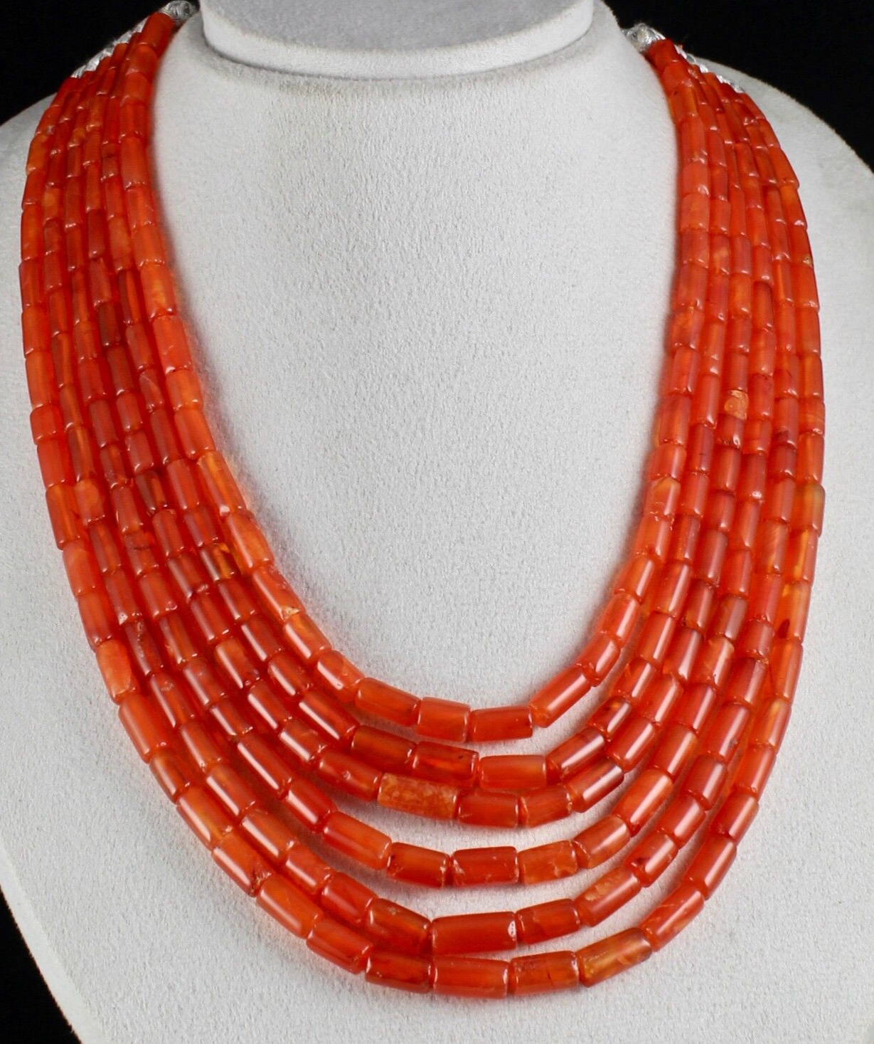 Natural Carnelian Tube Beads 1017ct Orange Gemstone Fashion Necklace 6l