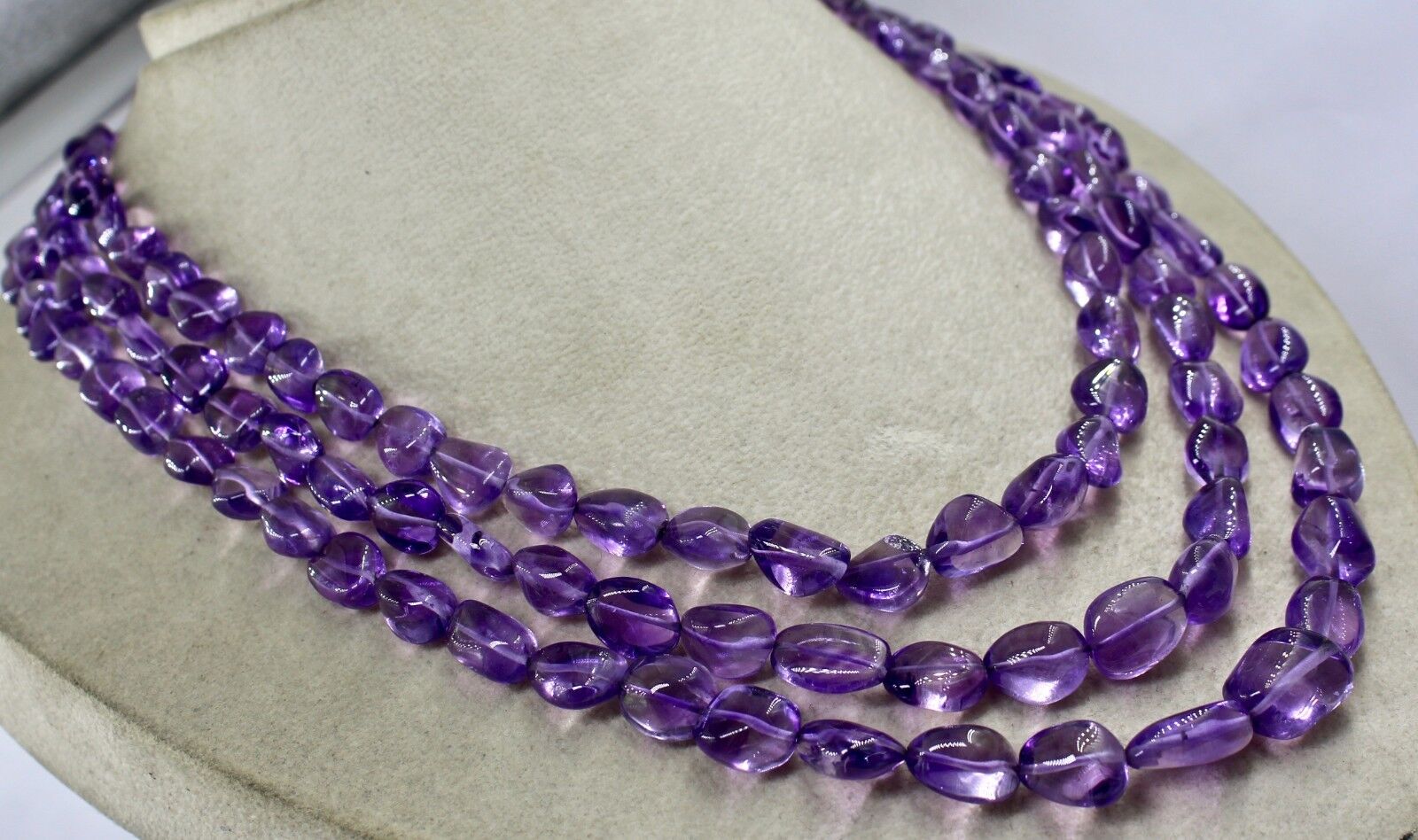 Natural Amethyst Beads Long Nugget 3 L 585 Ct Purple Gemstone Fashion Necklace