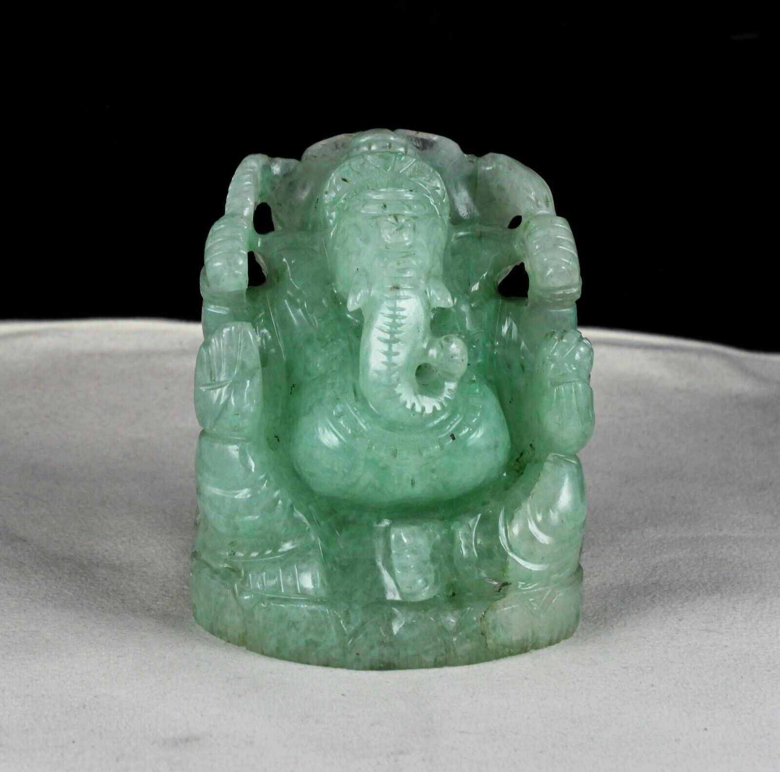 Lord Ganesha Statue Home Decor 3280 Carats Natural Green Emerald Quartz Gemstone