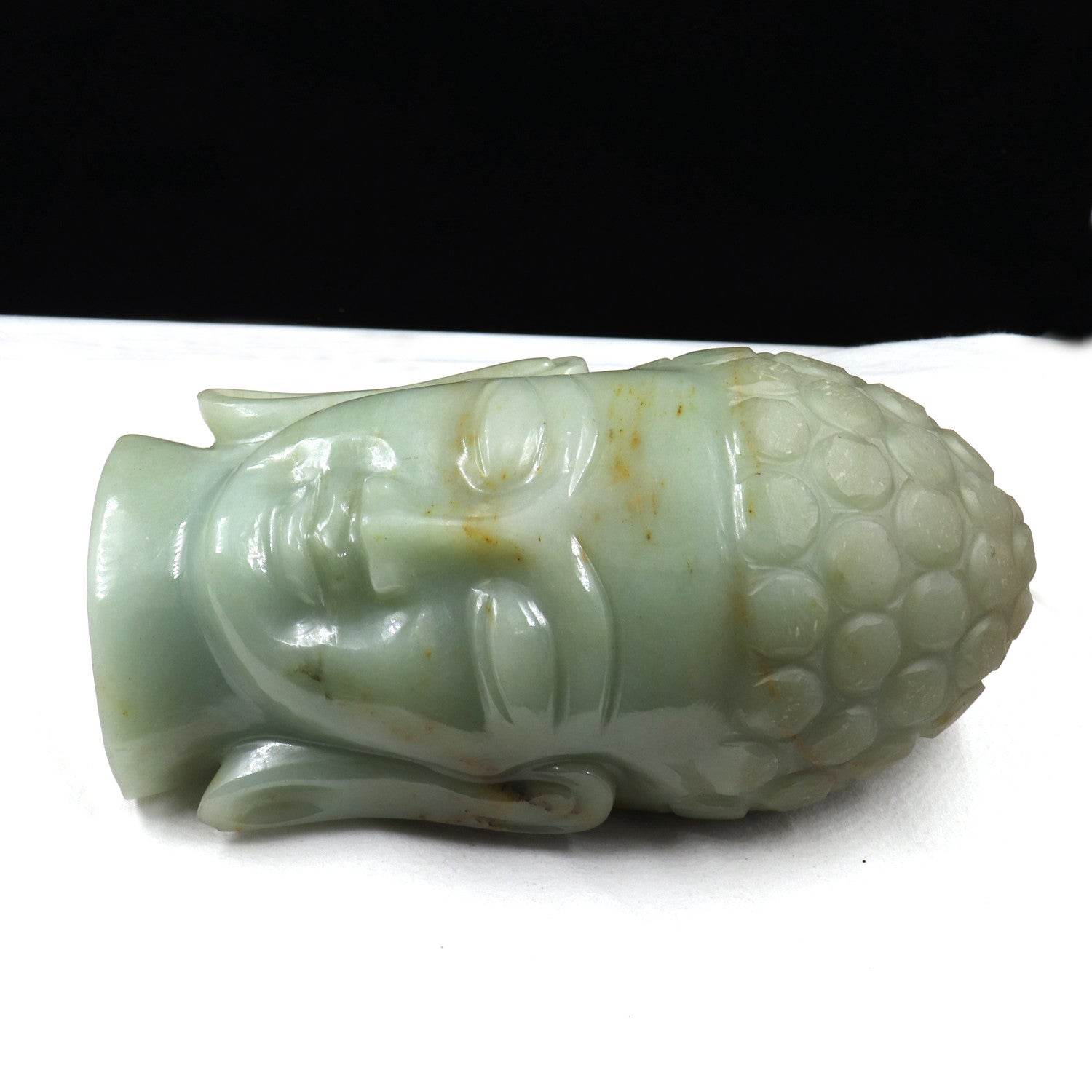 Natural White Jade Buddha Head Statue 7 In 8585 Ct Gemstone Carat Weight Decor