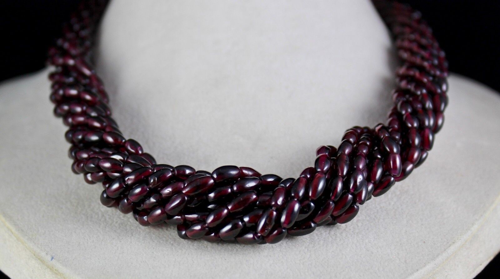 Natural Red Garnet Beads Long 10 L 1111 Ct Gemstone Silver Fashion Necklace
