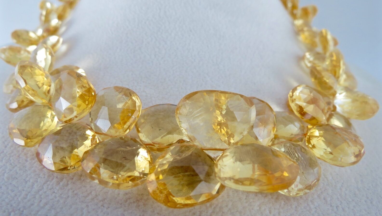 Natural Yellow Citrine Heart Teardrops 410 Ct Gemstone Party Silver Necklace