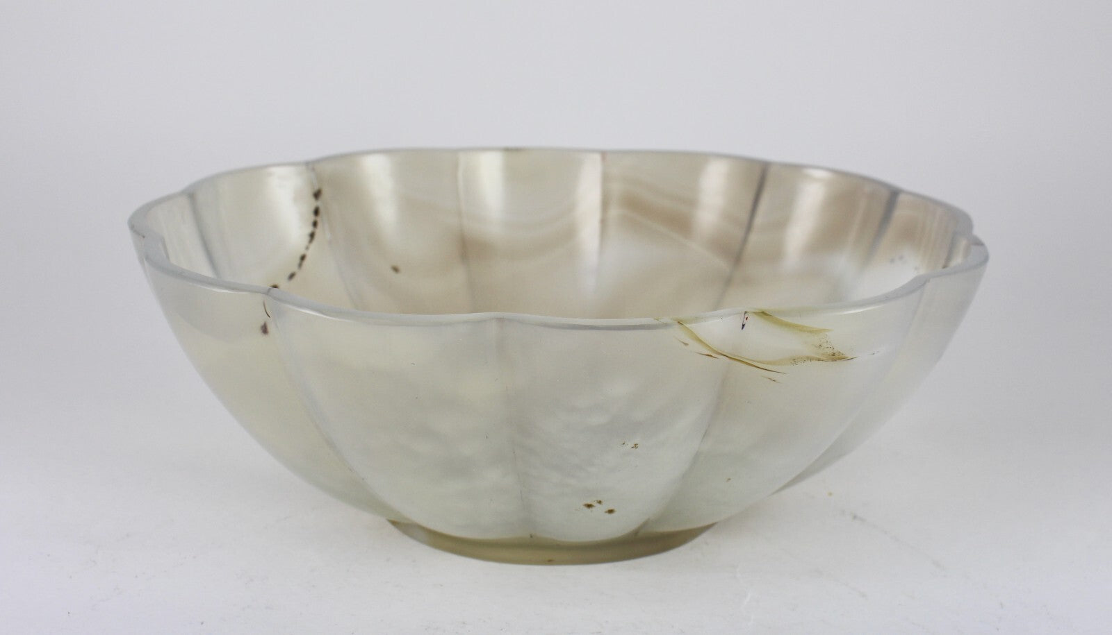 Certified Handmade Natural Chalcedony 2410 Ct Carved Oval Gemstone Bowl Decor