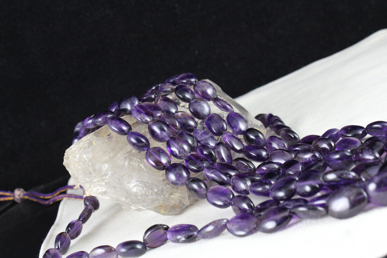 Natural Amethyst Oval Cabochon Beads Fashion Necklace 944 Ct Purple Gemstone