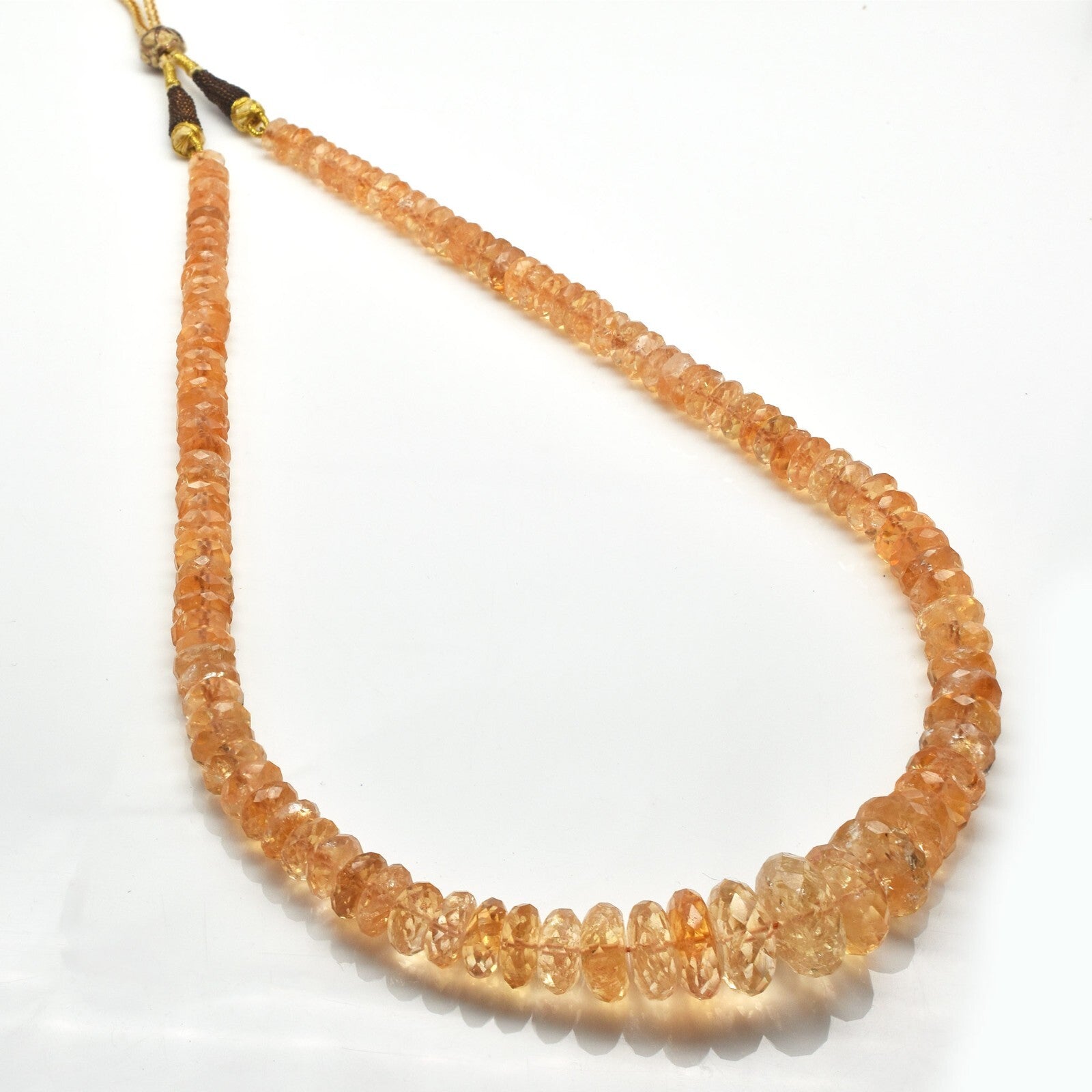 Natural Citrine Yellow Faceted Beads Round Necklace 541 Ct Gemstone Party