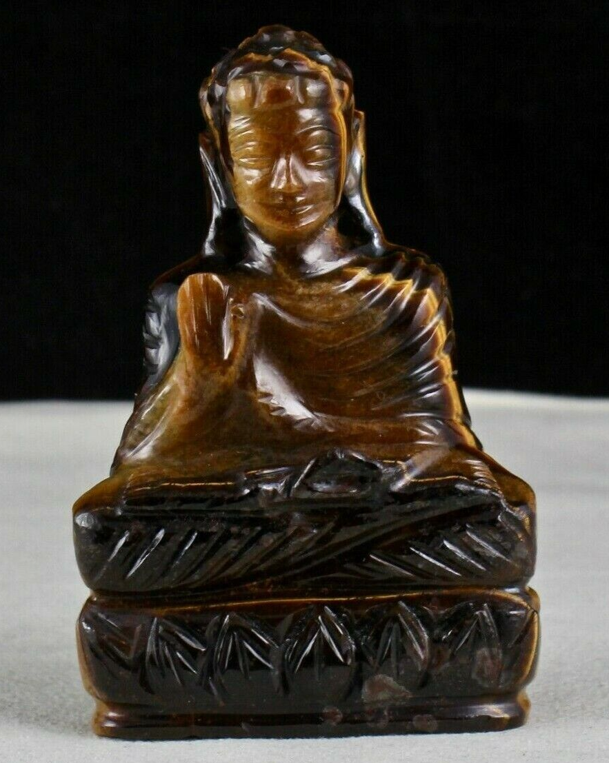 SPIRITUAL NATURAL TIGER EYE 930 CARATS GEMSTONE BUDDHA STATUE FOR HOME DECOR