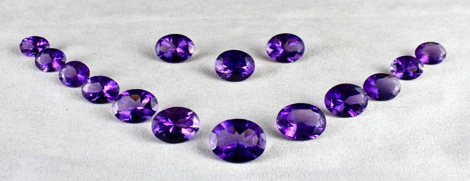 Natural Amethyst Cut Oval 15 Pc 189.90 Ct Loose Gemstone Earring Necklace Set