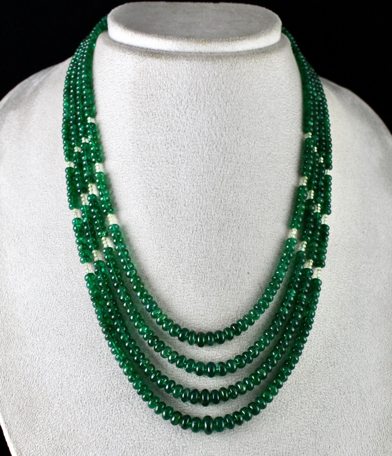 Certified Natural Emerald Diamond Beads Important Necklace 375 Ct Fine Gemstone