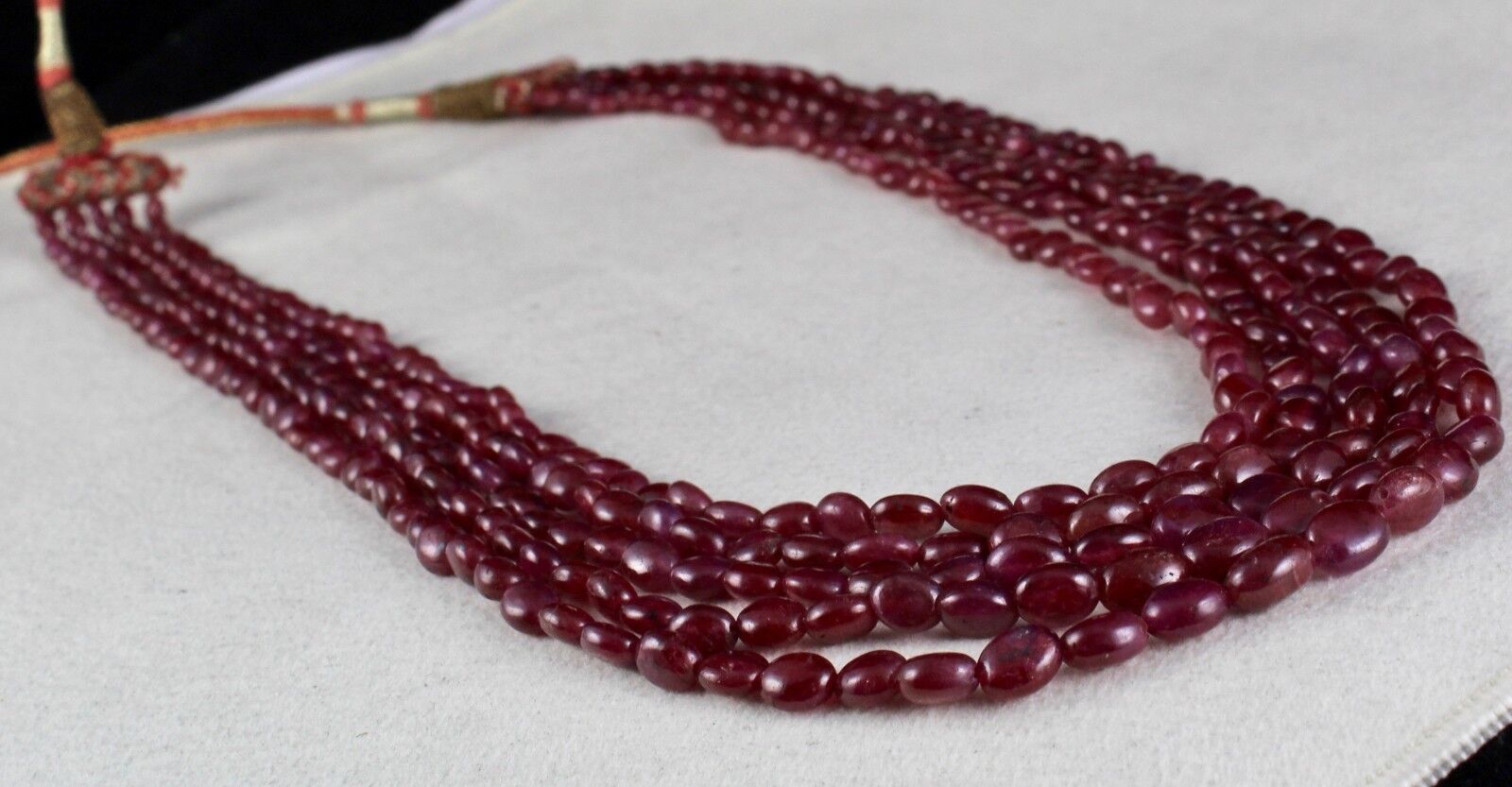 NATURAL UNHEAT RED RUBY BEADS LONG 5 LINE 439 CARATS GEMSTONE LADIES NECKLACE