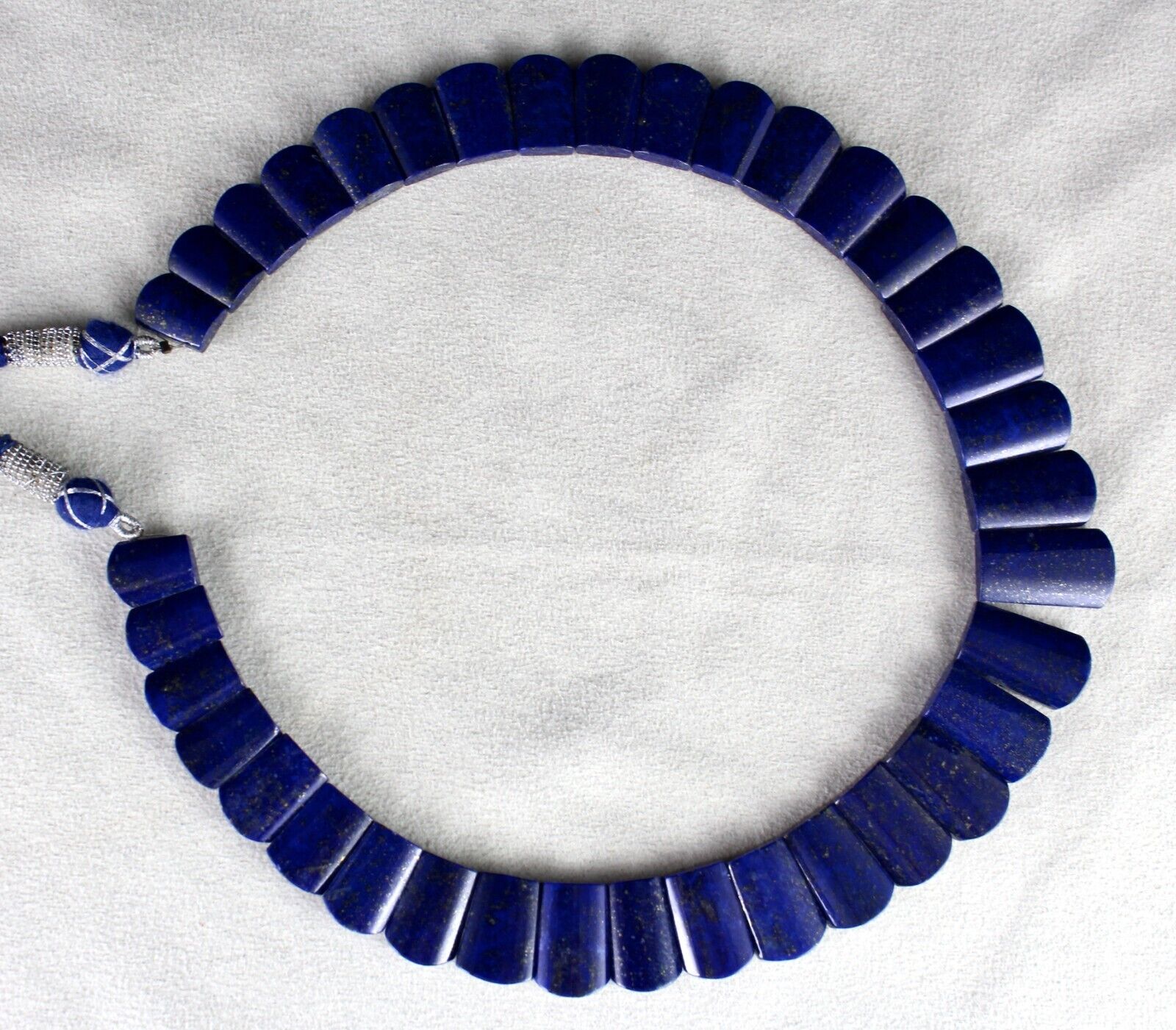 Natural Blue Lapis Lazuli Flat Cut 463 Ct Gemstone Semiprecious Fashion Necklace