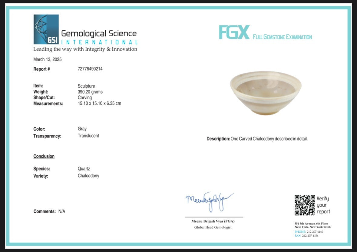 Certified Hand Crafted Natural Chalcedony 1955 Ct Gemstone Bowl Decor