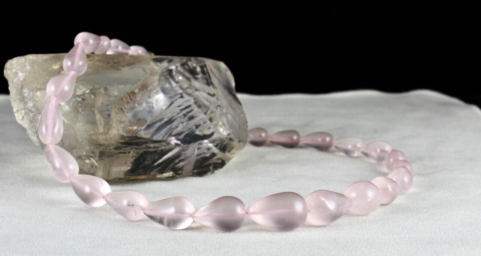 Natural Rose Quartz Beads Drops Cabochon 337 Ct Gemstone Fashion Necklace