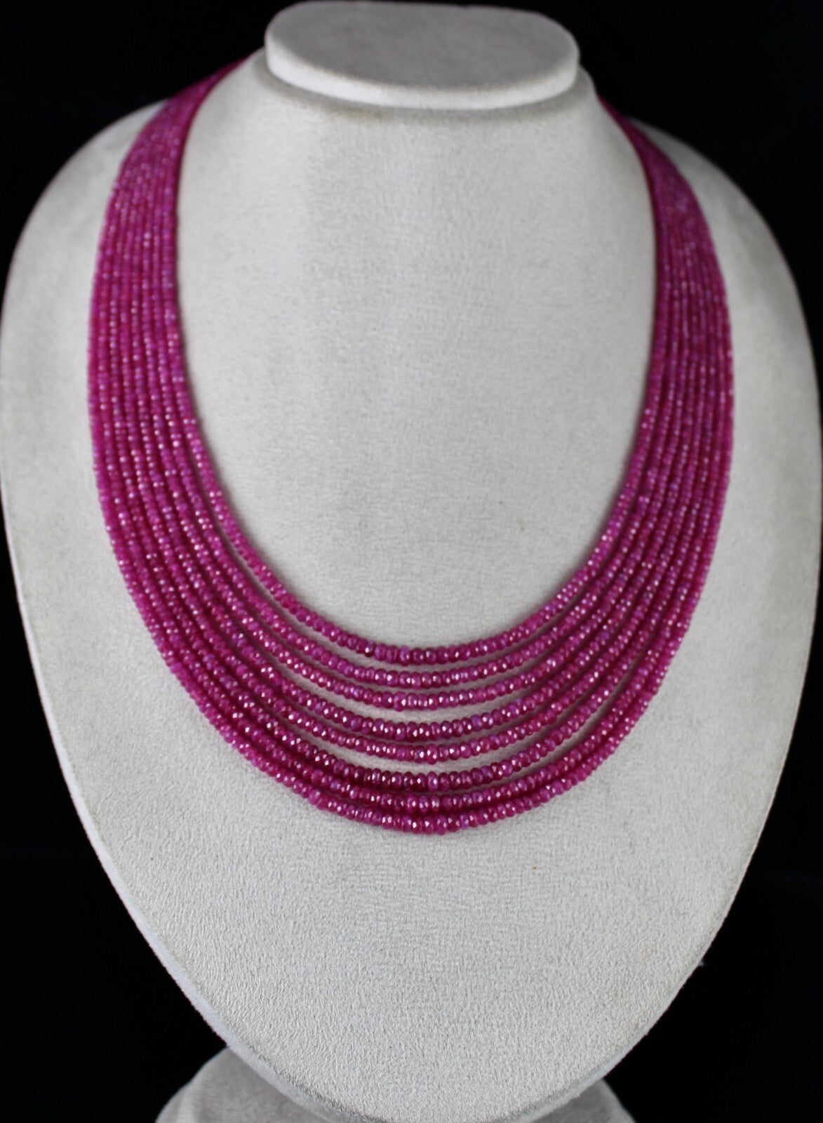 Certified Natural Heated Burma Ruby 573 Ct Faceted Beads Necklace For Women
