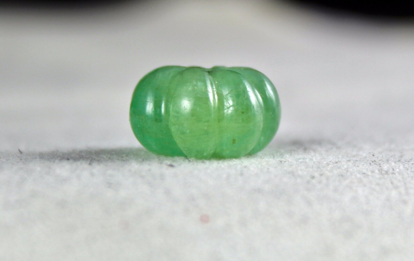 Natural Colombian Emerald Carved Melon Bead 20.33 Ct Stone Design Pendant Ring