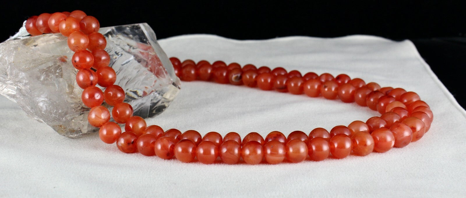 Natural Red Carnelian 929 Carats Beads Round 2 Line Fashion Necklace