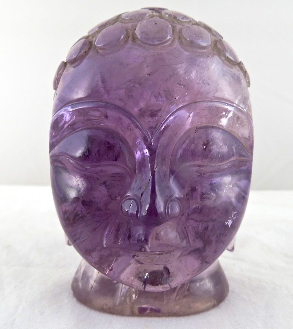 NATURAL BRAZILIAN AMETHYST BUDDHA HEAD STATUE 2350 CARATS GEMSTONE HOME DECOR