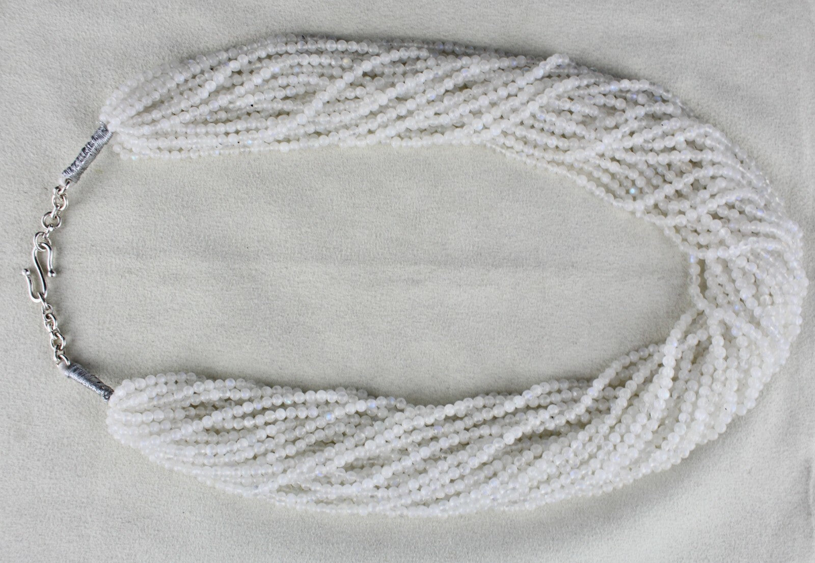 Rainbow Moonstone Beaded Necklace 1263 Ct Natural Gemstone 25 String Fashion