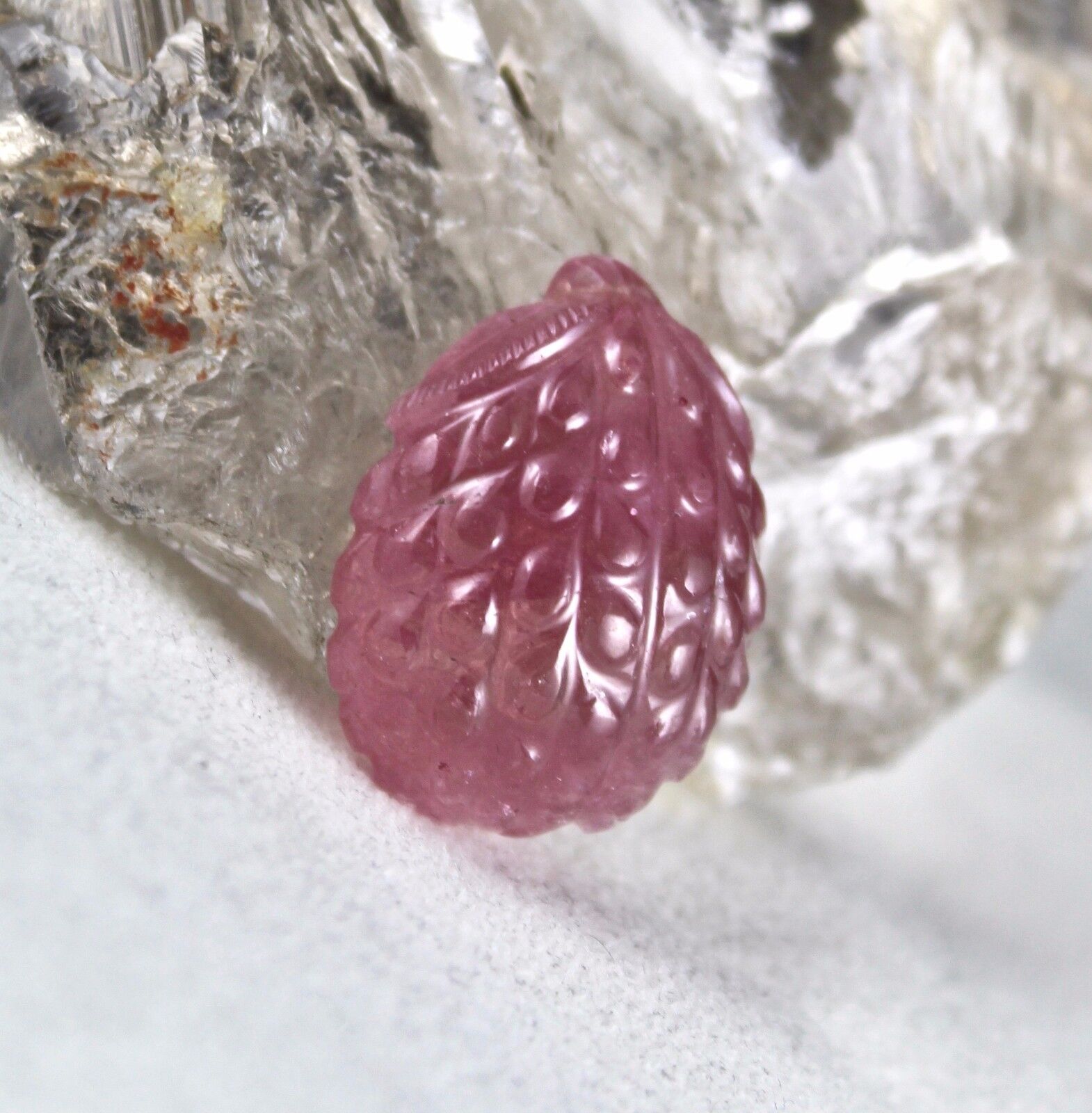 GTL CERTIFIED NATURAL PINK TOURMALINE CARVED GRAPES 57.64 CTS GEMSTONE PENDANT 