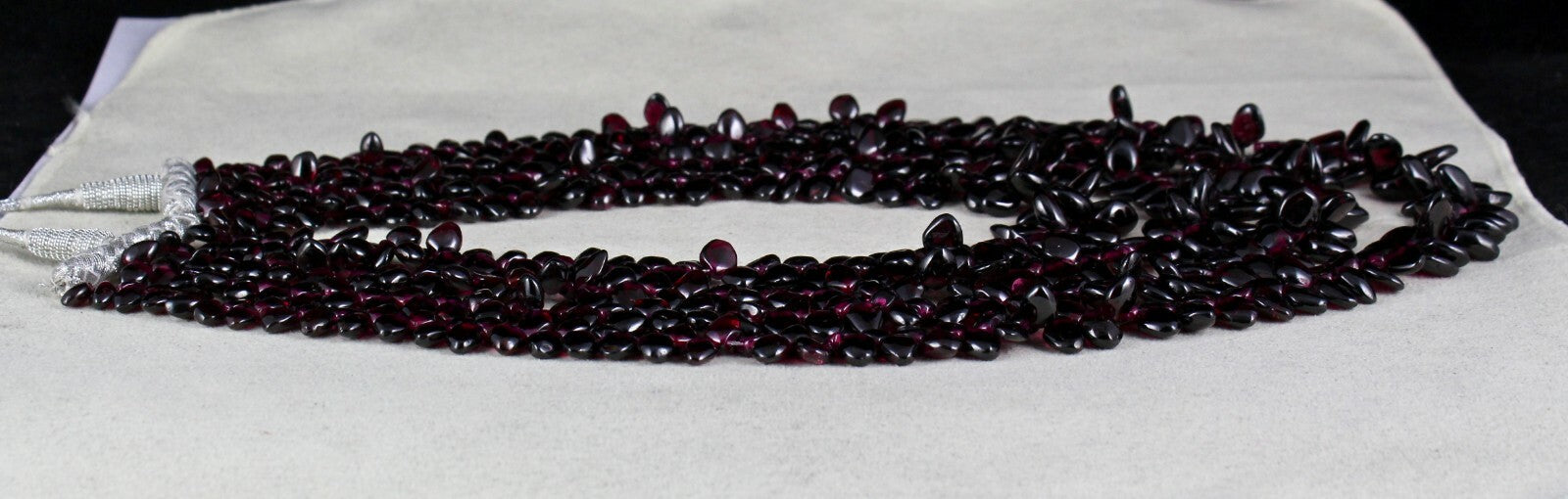 Fine Necklace 1451 Ct Natural Pink Garnet Beads Fancy Leaves 4 Line Gemstone
