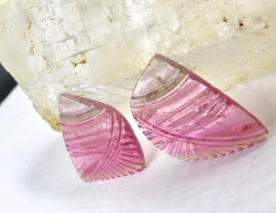 NATURAL MULTI COLOUR TOURMALINE CARVED 15.93 CARATS GEMSTONE FOR EARRING