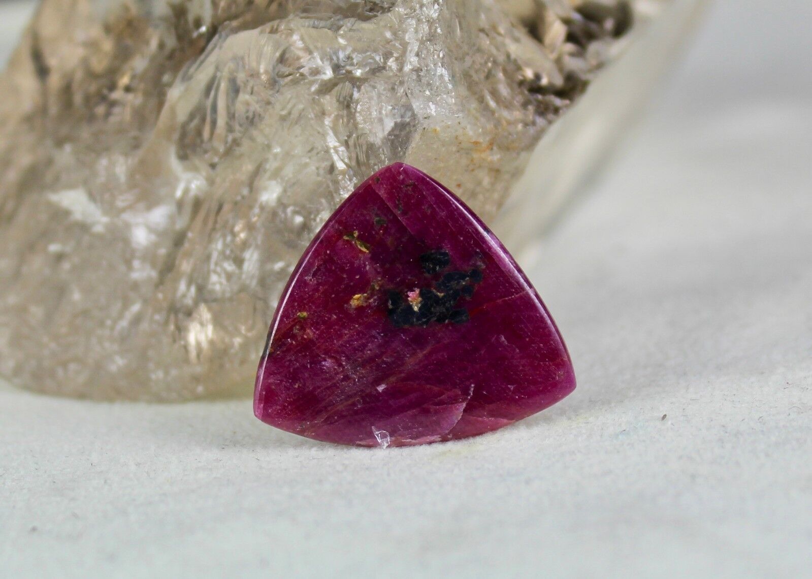 FLAT NATURAL RUBY FACETED TRIANGLE CABOCHON 24MM 24.50 CTS GEMSTONE FOR PENDANT