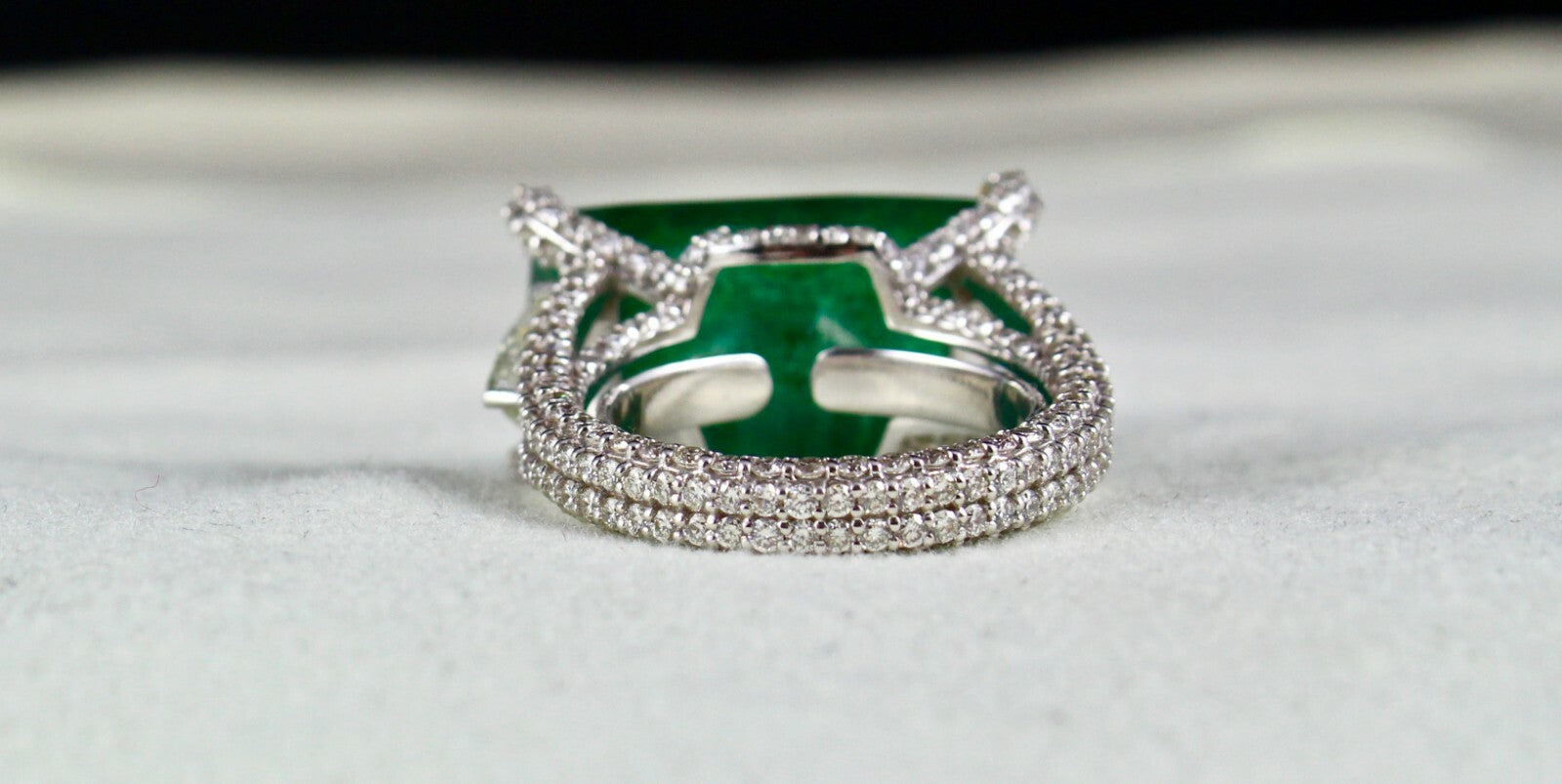 Certified Natural Emerald 23 Ct Rosecut Natural Diamond 18k Gold Important Ring