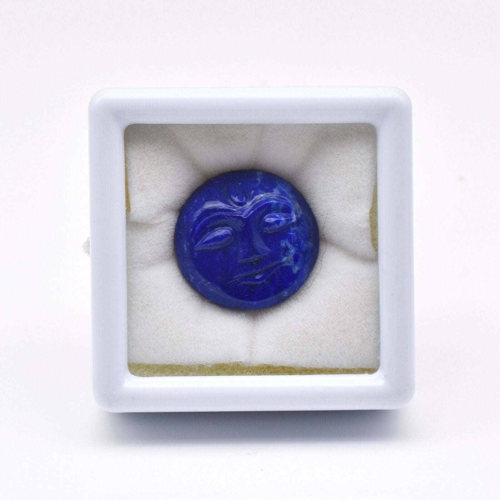 Natural Lapis Lazuli Engraved Face 19mm 15.67 Ct Blue Gemstone Designing Pendant