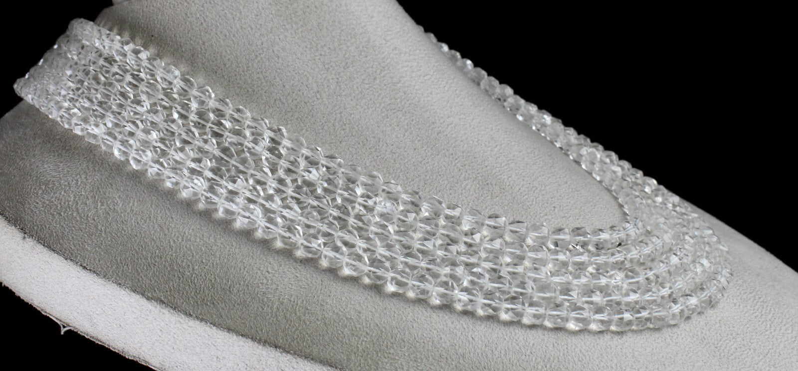 Natural Rock Crystal Quartz Faceted Round Beads Necklace 5l 932 Ct Gemstone Fine