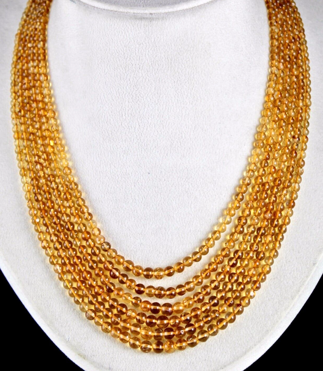 Natural Citrine Beads Round 6 L 419 Ct Yellow Gemstone Fashion Party Necklace