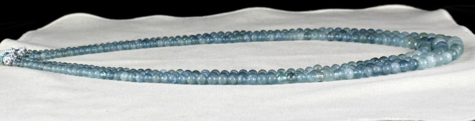 Natural Multi Aquamarine Round Beads Necklace 358 Ct 3 Line Gemstone