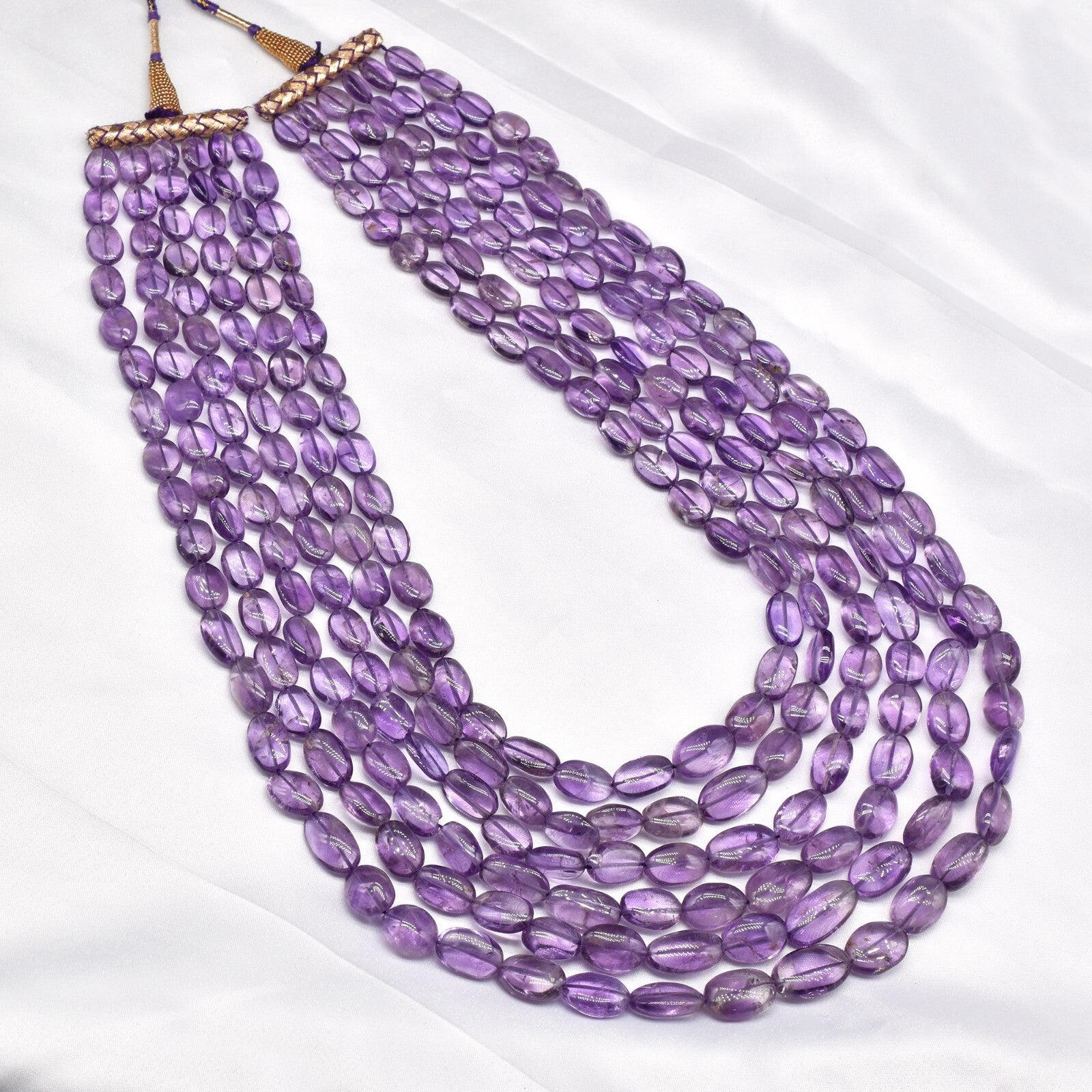 Long Natural Amethyst Beads 1245 Ct Purple Gemstone Fashion Necklace 6 L