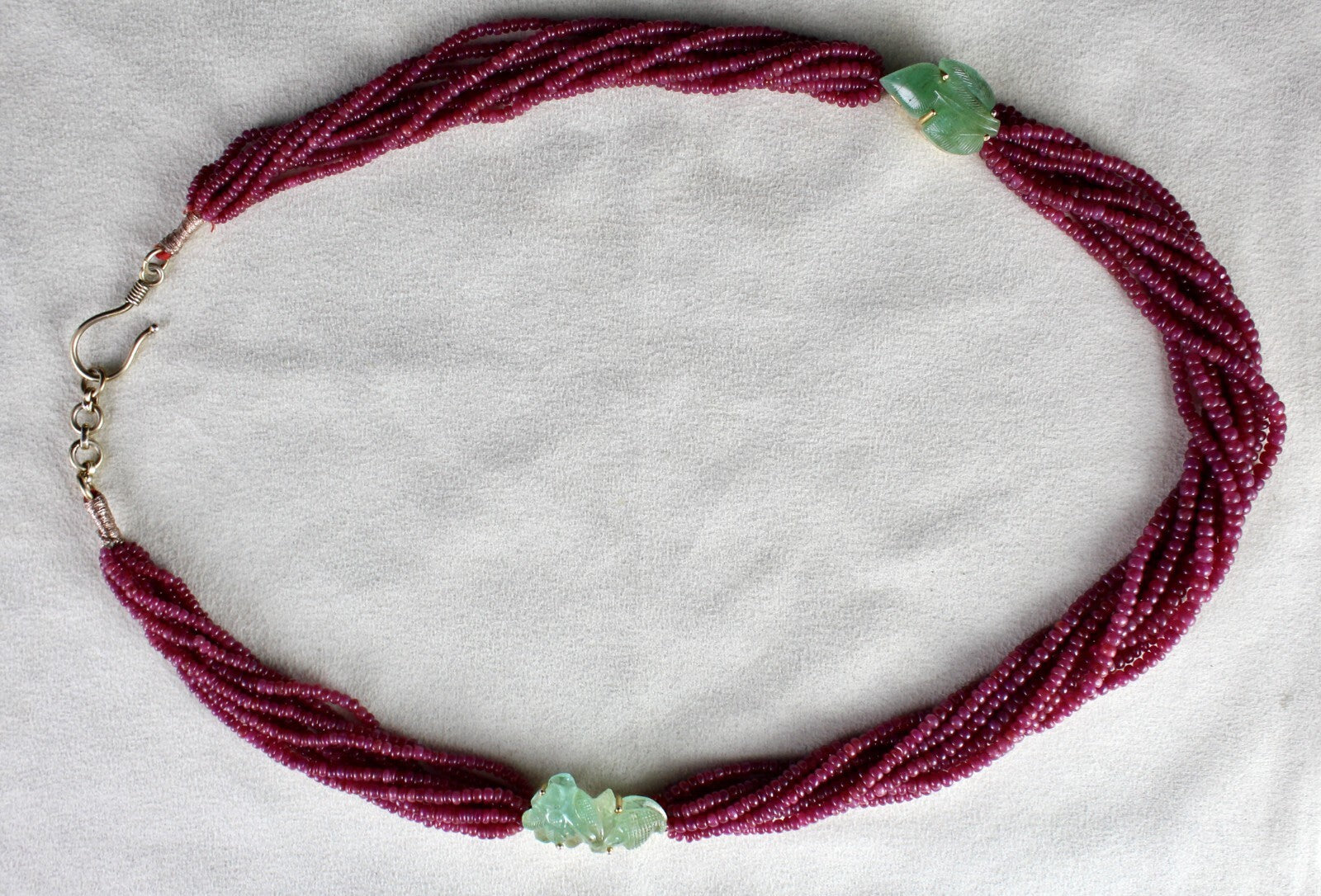 Certified Natural Ruby Beads 510 Ct Colombian Emerald Sterling Silver Necklace