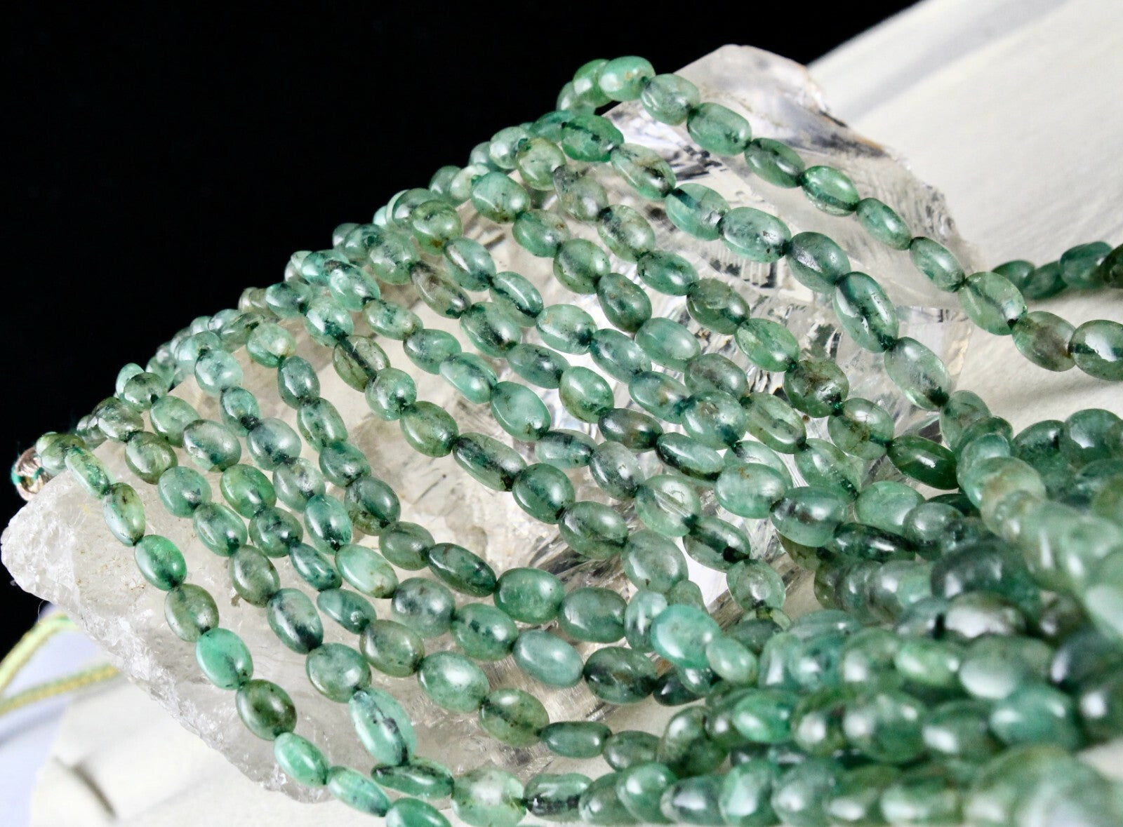 Certified Vintage Natural Emerald Beads 735 Ct Cabochon Old Gemstone Necklace