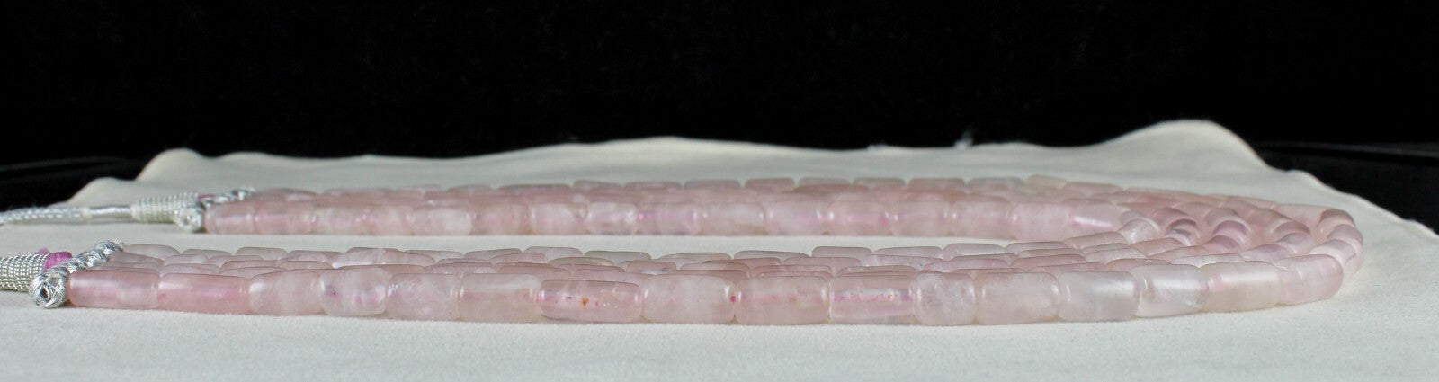 Antique Fashion Necklace Natural Pink Rose Quartz Tube Beads 1173 Ct Gemstone