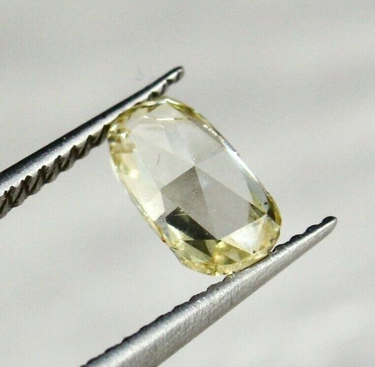 Natural Rose Cut Yellow Diamond Long Oval Shaped 0.91 Cts Stone For Ring Pendant