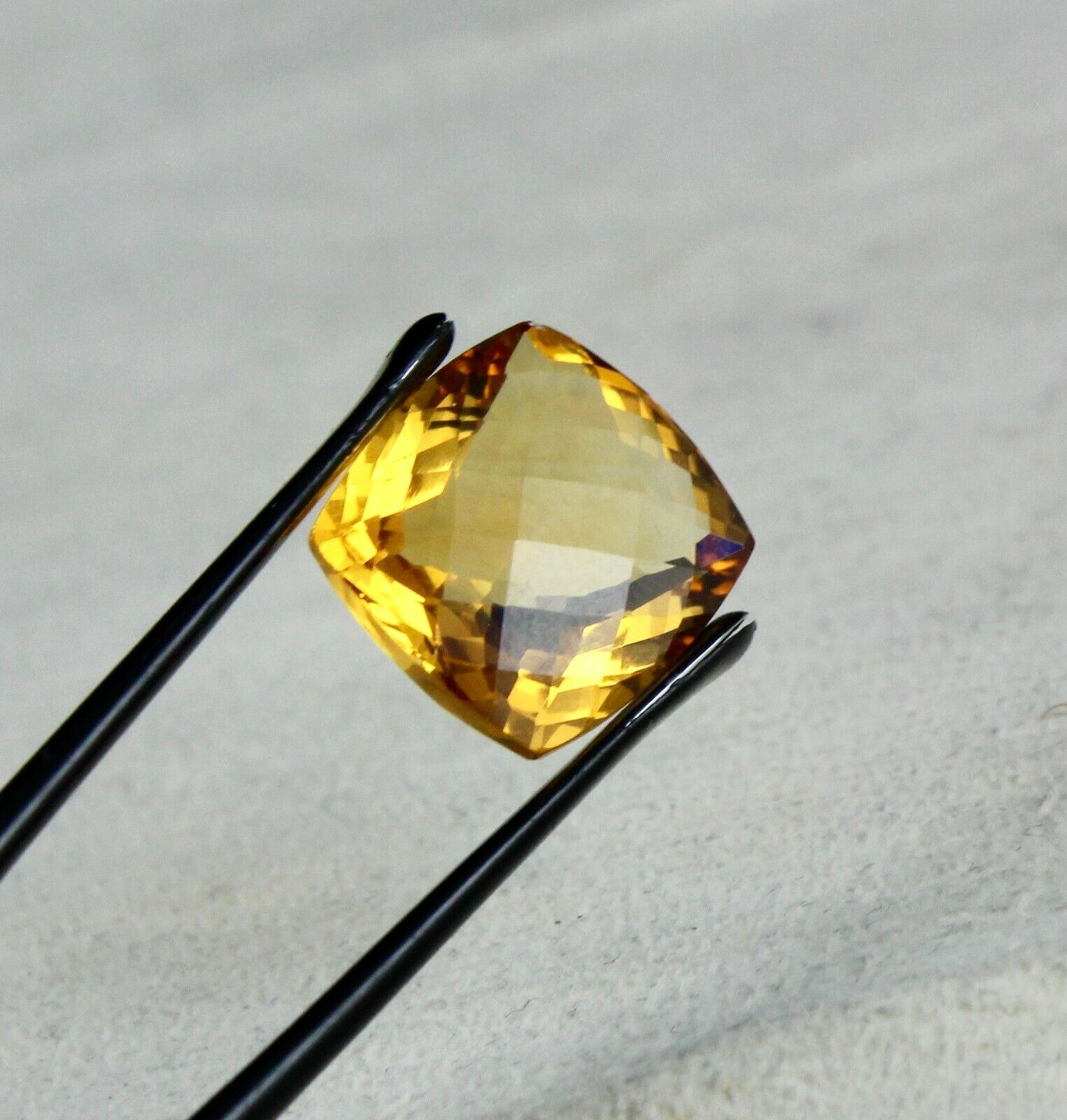 NATURAL CITRINE GOLDEN TOPAZ CUSHION CUT 15X14MM 10.66 CARATS GEMSTONE PENDANT