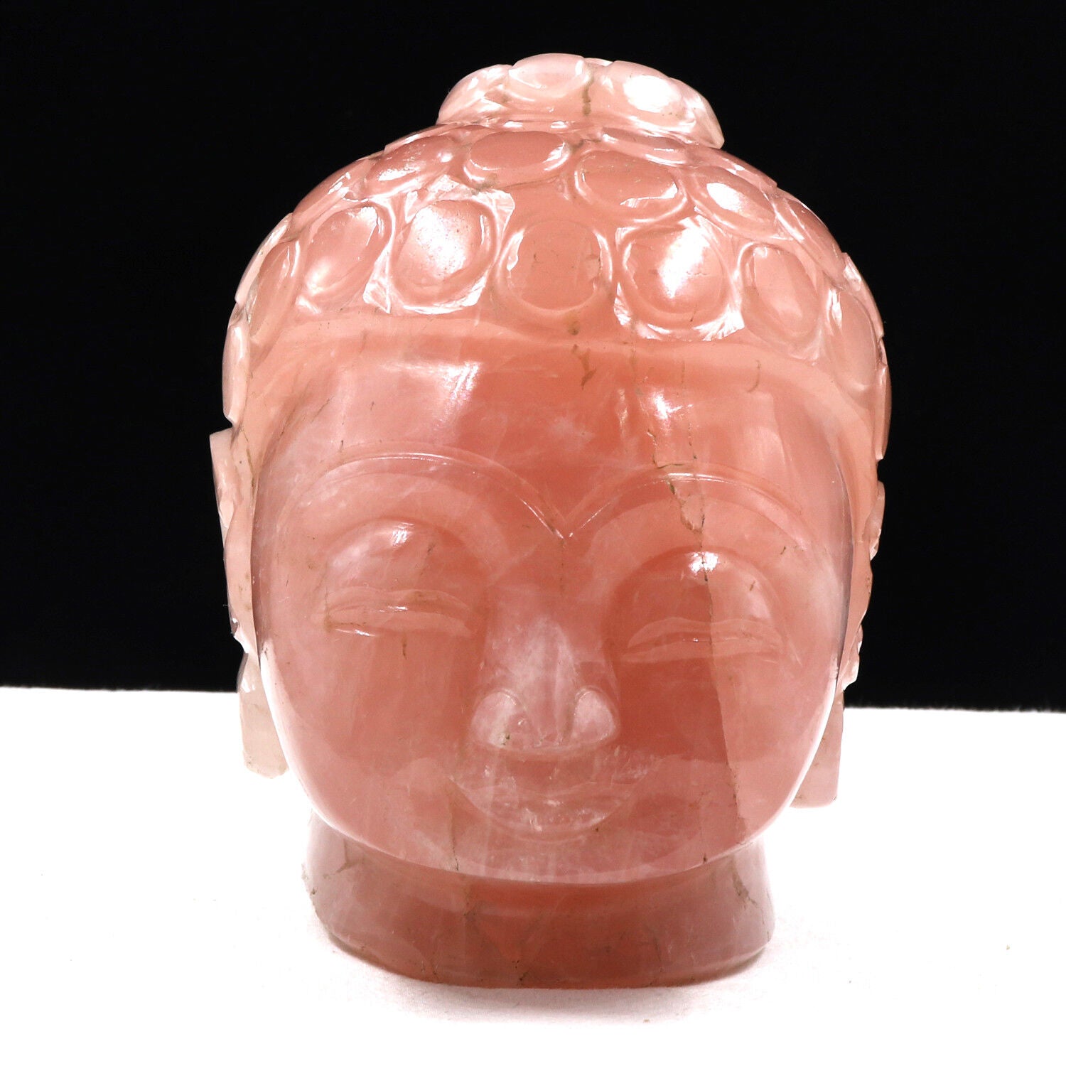 NATURAL ROSE QUARTZ BUDDHA HEAD 6240 CARATS GEMSTONE STATUE FOR HOME DECOR